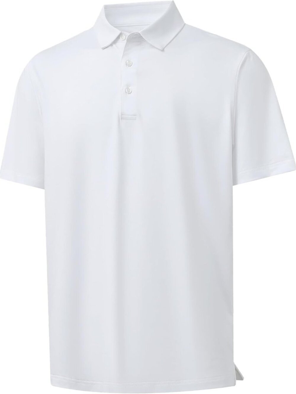 Men: B- White Dry Fit Polo Shirt Color Block Chest Print Moisture Wick